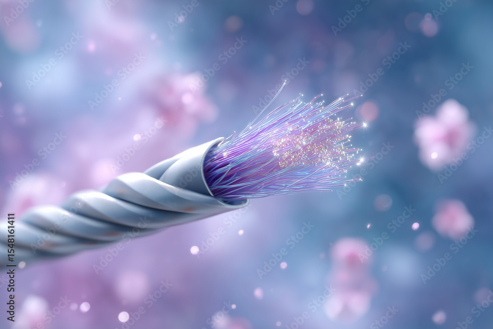 Obraz premium Digital Watercolor Illustration of a Cable with Artistic and Modern Design Elements
