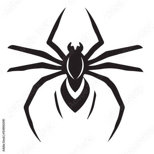 
Black and white vector illustration of a stylized spider, perfect for themes of nature, fear, Halloween, or intricate designs.