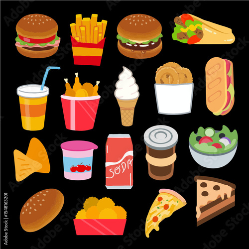 Sticker design with the theme of raw materials for cooking frozen packaging