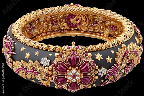 Artisan floral ruby gold armlet high resolution picture