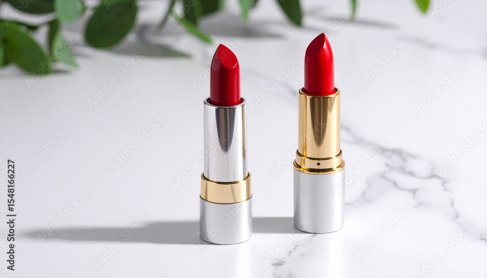 Lipstick on Marble Surface with Shadows Elegant Beauty Cosmetic Minimalist Style Lipstick on Marble Surface with Shadows Elegant Beauty Cosmetic Minimalist Style
