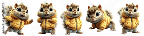 Puffy Jacket Chipmunk Cartoon Set
