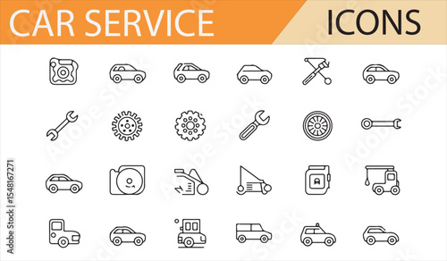 Car Service and Maintenance Icon Pack for Automotive Industry and Repair Centers


