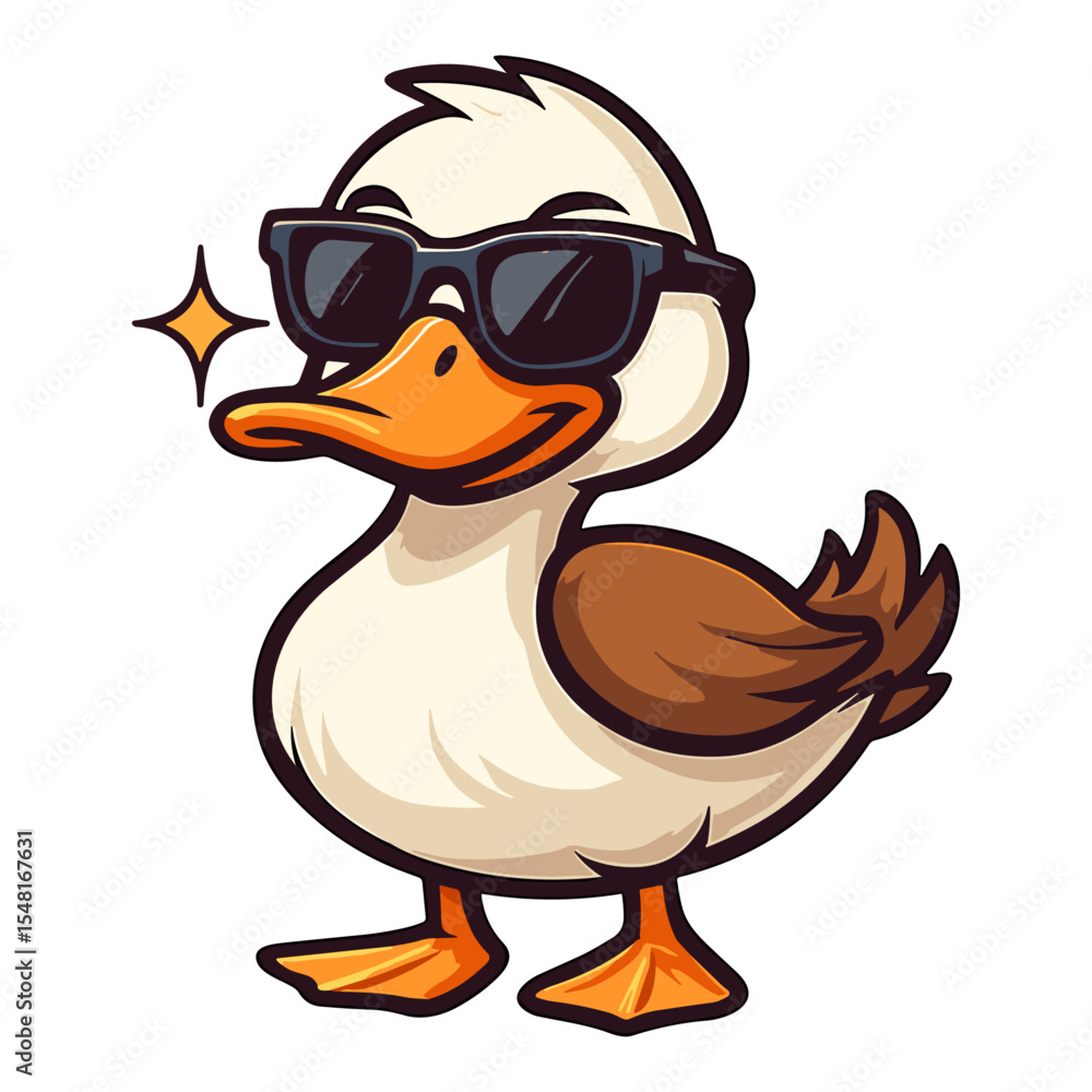 Obraz premium Cartoon duck with sunglasses exudes confident, cool vibe