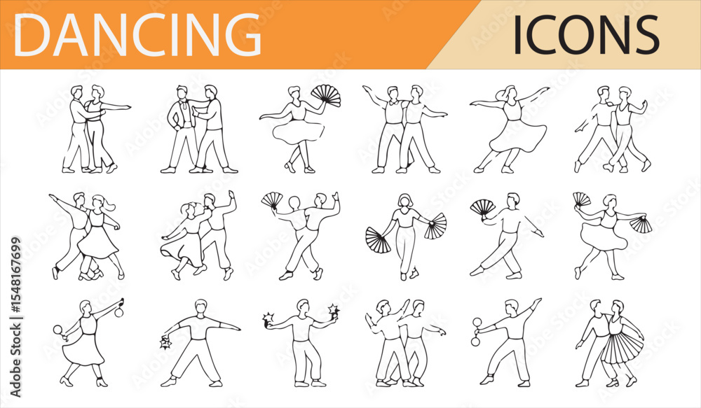 Obraz premium Partner Dancing Icons for Dance Events, Studios, and Artistic Themes