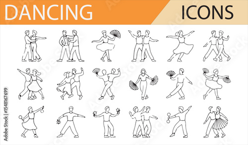 Partner Dancing Icons for Dance Events, Studios, and Artistic Themes