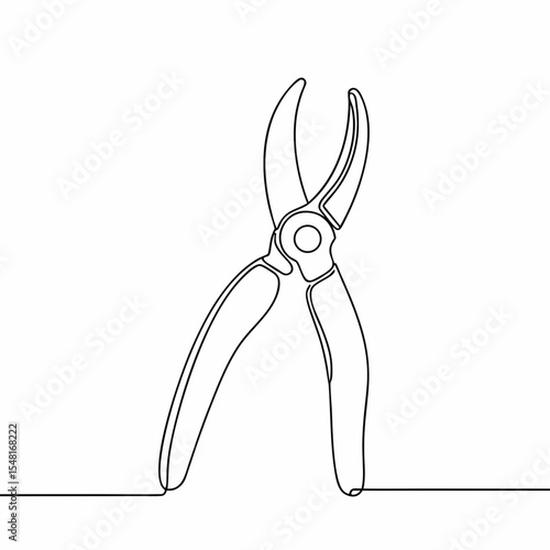 Simple outline of gardening shears on a white background  