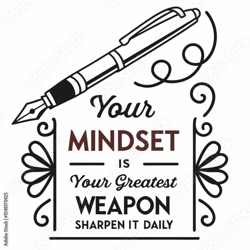 A motivational typography t-shirt design, esign with the phrase Your mindset is your greatest weapon — sharpen it daily
