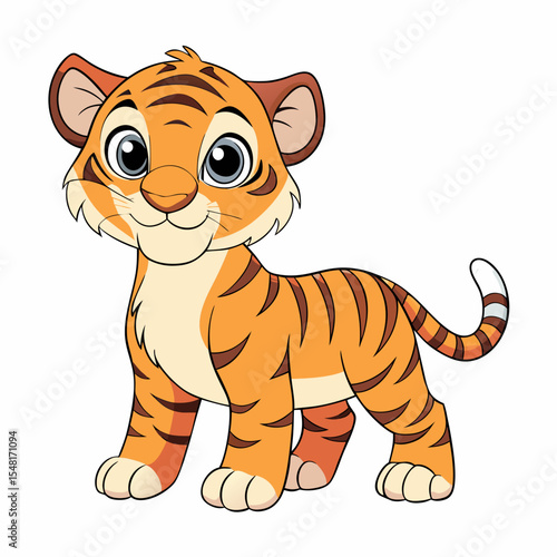 tiger, animal, cartoon, cat, vector, illustration, wild, mammal, zoo, cub, wildlife, isolated, character, safari, nature, feline, cute, jungle, baby, striped, art, predator, animals, funny, fun