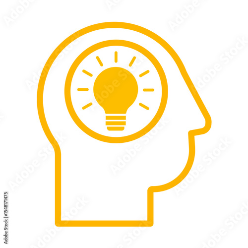 human head with light bulb – idea concept vector icon