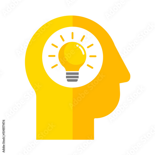 human head with light bulb – idea concept vector icon