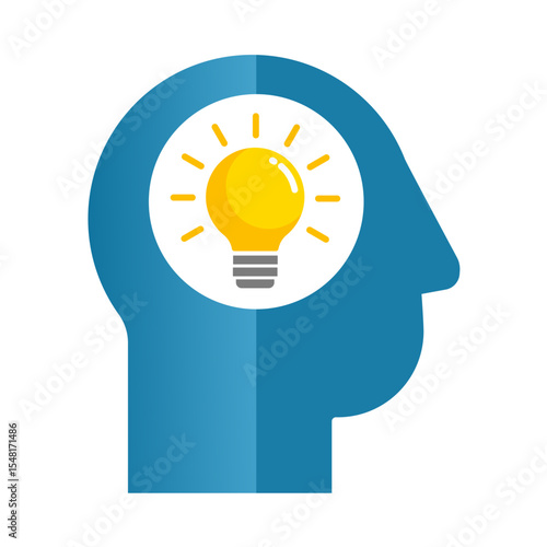 human head with light bulb – idea concept vector icon