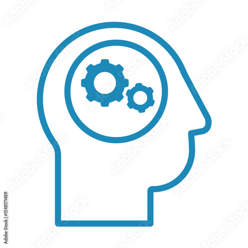 human head with gears – thinking concept simple vector icon