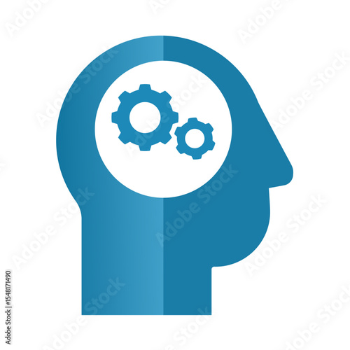 human head with gears – thinking concept simple vector icon