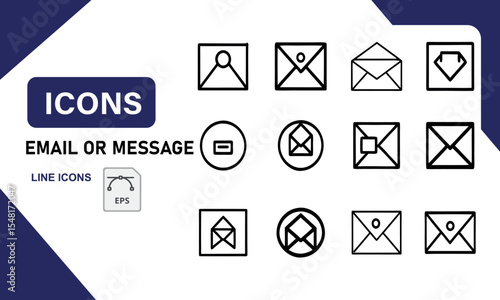 Email and Message Line Icons A Collection of Versatile Communication Symbols