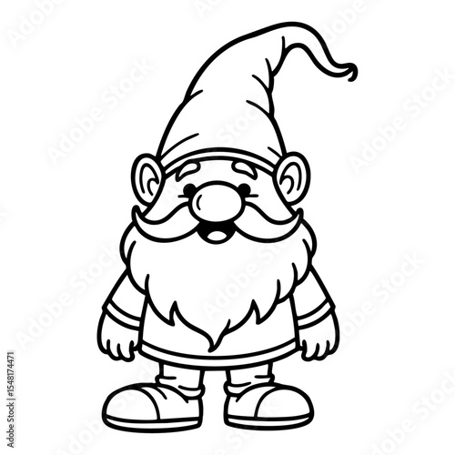 Fun and easy Garden Gnome bold outline coloring page for kids! Perfect for toddlers and preschoolers to color with crayons and markers. Big, simple lines for little hands!