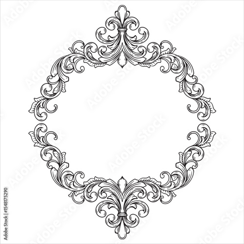 Detailed Oval Frame with Scrollwork and Floral Accents