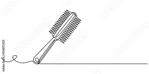 hair brush continuous one line drawing, Hair Brush Hand Drawn Icon, Doodle Style Vector Illustration, Hair Brush with Bristles, Hair comb, Hair Styler Silhouette - Cut Out Vector Icon, minimalist.