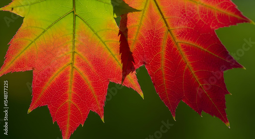 Autumnal Transition Captures Nature's Gradient Maple Leaf Symphony