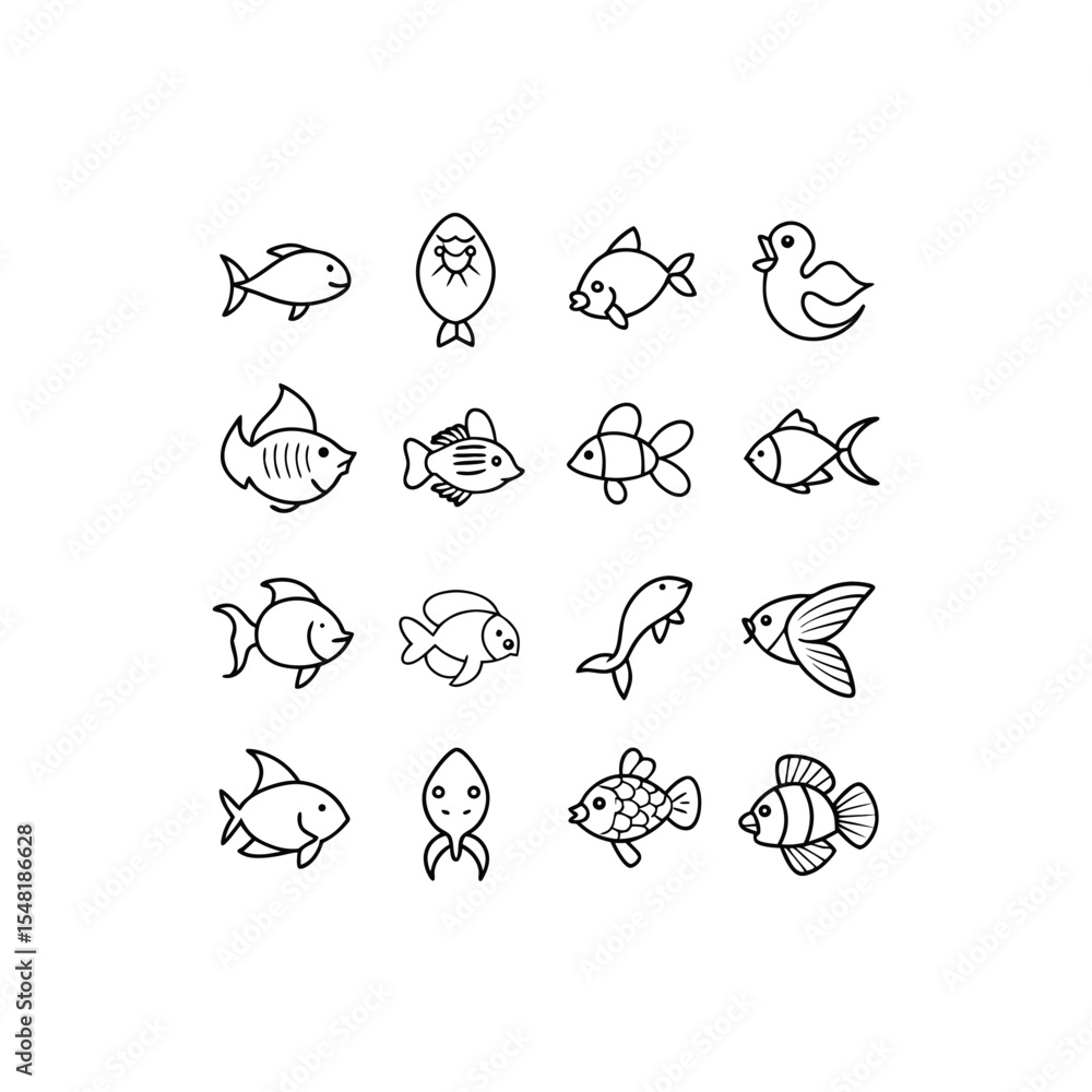 Obraz premium 28 vector illustration of 16 goldfish koi tet.eps