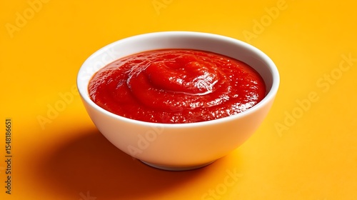 Wallpaper Mural Bright Red Sauce in White Bowl on Orange Background. . Torontodigital.ca