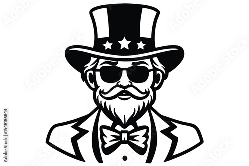 Man with a mustache wearing a fun cartoon hat vector character design illustration