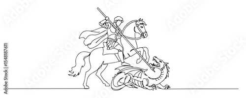 saint george slaying dragon – monoline legend illustration