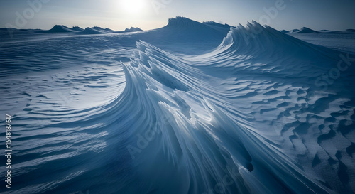 Frigid Winterscape Snow Formations Under Pale Sunlight in Frozen Environment