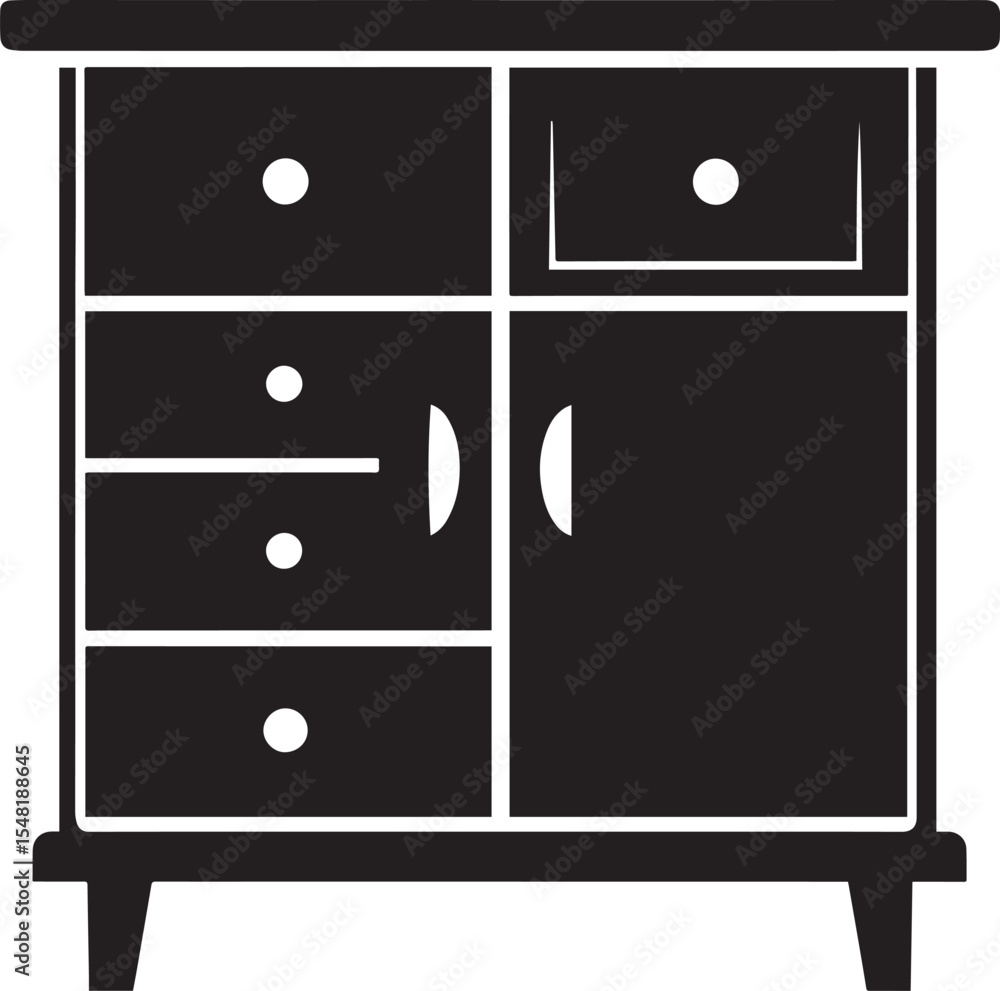 Cupboard Silhouette Vector Illustration – Minimal Black Home Storage Icon Cupboard Silhouette Vector Illustration – Minimal Black Home Storage Icon