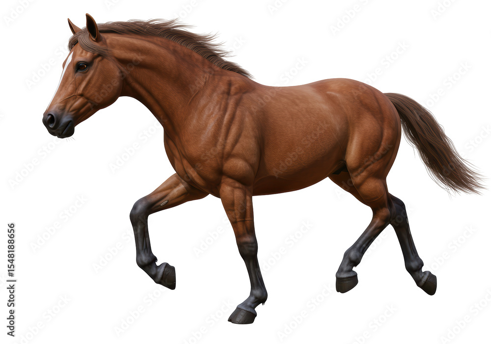 Obraz premium Isolated Animated Brown Horse in Forward Motion