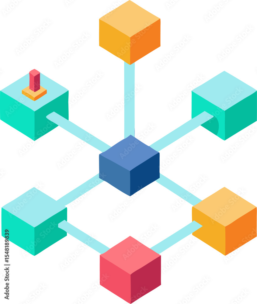 Obraz premium Abstract colorful 3D cubes pattern with geometric block illustrations