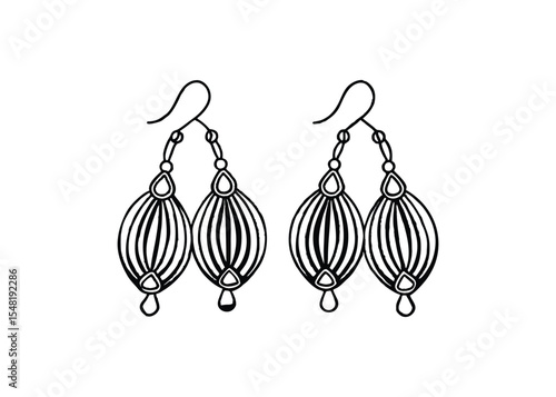 Silhouette of dangle earrings isolated on a white background