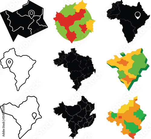 Abstract Geographic Representations: A curated collection of simplified geographic illustrations, meticulously crafted with clean lines and minimalist designs.