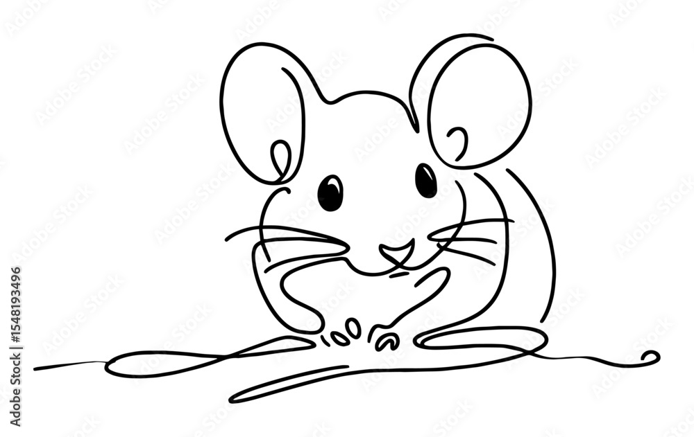 Fototapeta premium mouse close-up face continuous line art