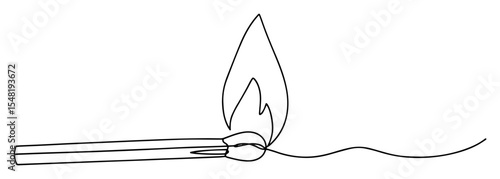 lit matchstick minimalist line drawing