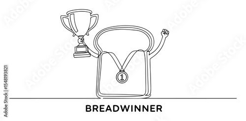 breadwinner pun trophy illustration line art