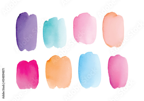 Colorful watercolor stroke backgrounds. Watercolor wash. Watercolor vector banners
