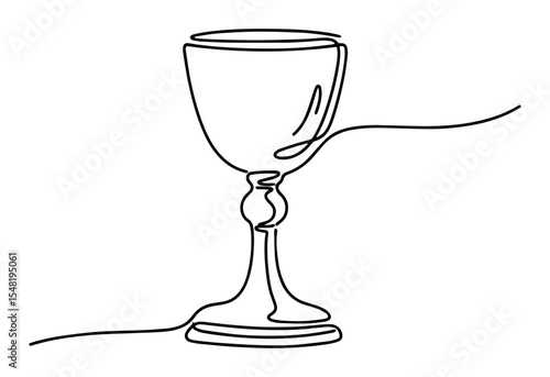 chalice wine cup symbol continuous outline monoline vector laser cutting engraving
