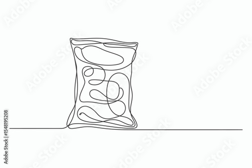 Abstract one line drawing of a snack bag