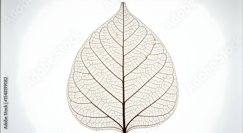 Delicate Veins Of a Translucent Leaf Against Pure White Backdrop