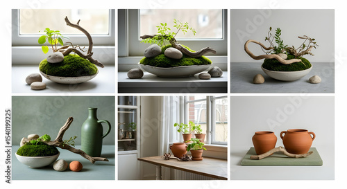 Botanical Miniatures and Modern Indoor Plant Arrangements Composition Collection