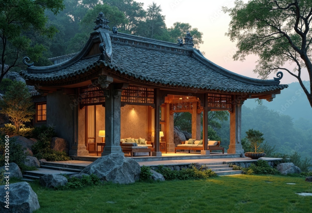 Fototapeta premium Landscape Architecture of Shanshui Pavilion