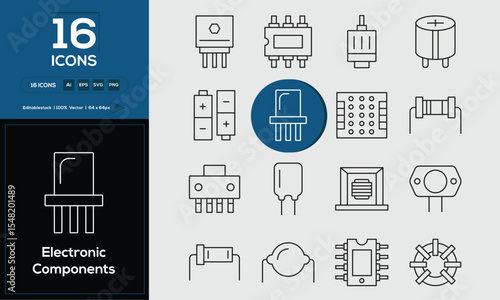 Electronic Components Set of high-quality icons that are suitable Electronic Components. And change your next projects with minimalist icon design, perfect for websites, mobile apps, books.