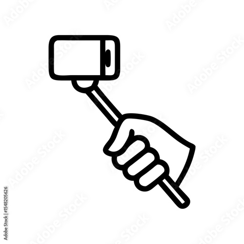Hand holding a selfie stick with camera ready to take a photo  