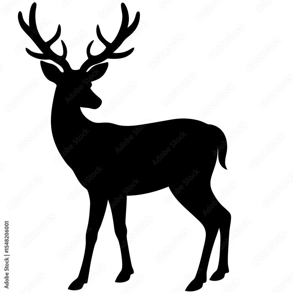 Fototapeta premium Full body deer silhouette isolated on white background