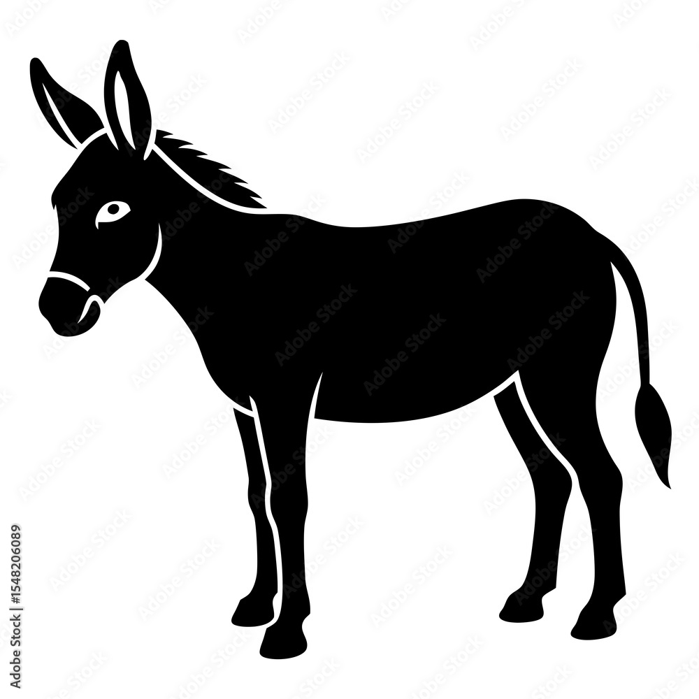 Obraz premium A donkey silhouette is isolated on white background