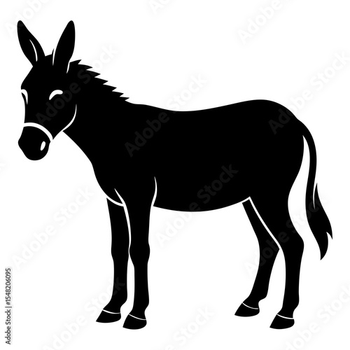 A donkey silhouette is isolated on white background