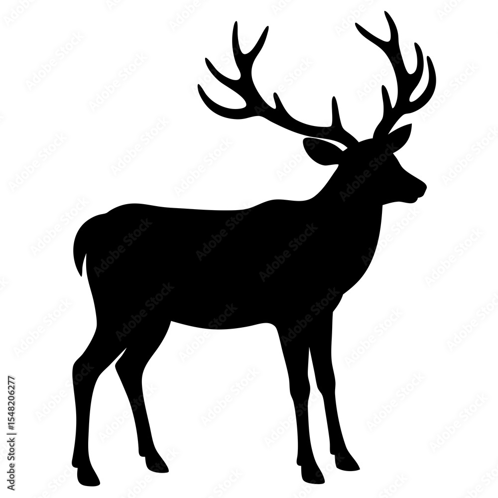 Fototapeta premium A deer silhouette is isolated on white background