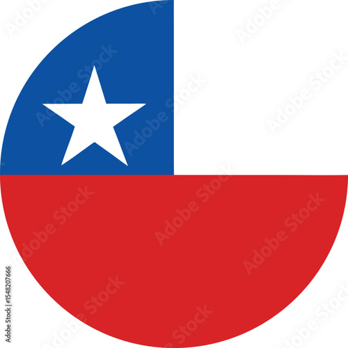 Free Download Flat vector illustration of Chile national flag in clean circular format with red, white, and blue colors, perfect for web, apps, and infographics - GFXLoad