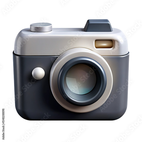 Retro camera icon 3d render isolated on transparent background